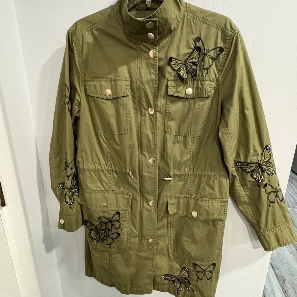 MICHAEL Michael Kors Khaki Butterfly Embroidered Jacket